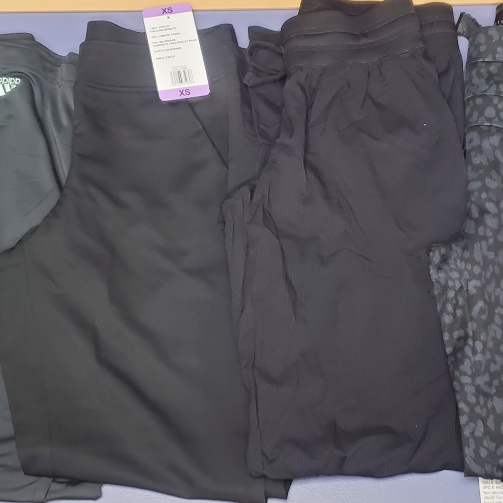 4 pants Adidas wide leg, Med,  Cool, ankle length XS Champion S , Attention, S